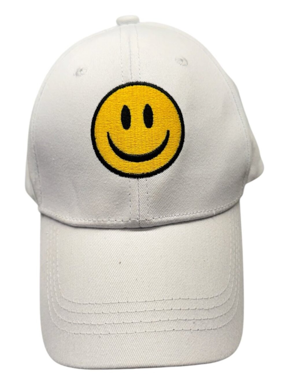 Lyuiz & Sonmony White Smiley Face Baseball Cap Unisex Dad Hat Adjustable EUC
